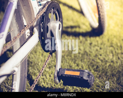 Location pédale avec un fond de gazon artificiel Banque D'Images