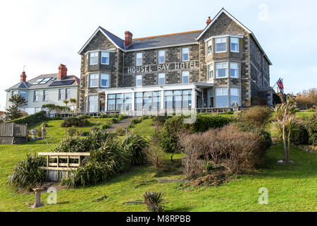 L'Hotel Housel Bay sur la péninsule de Lizard, Cornwall, Angleterre du Sud-Ouest, Royaume-Uni Banque D'Images