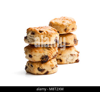 Des scones faits maison sultana isolated on white Banque D'Images