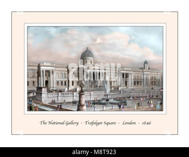 La National Gallery London Design original basé sur une gravure du xixe siècle Banque D'Images