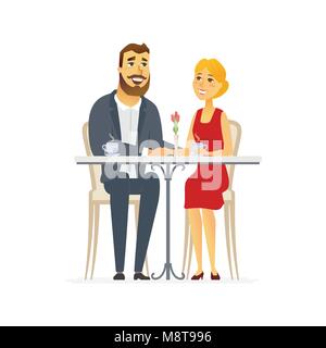 Couple heureux sur une date - cartoon illustration isolé de caractères des gens Illustration de Vecteur