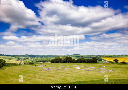 Old Sarum en ruine, une cathédrale catholique romaine et cathédrale normande à l'ancienne Salisbury, Wiltshire, Angleterre du Sud-Ouest, Royaume-Uni Banque D'Images