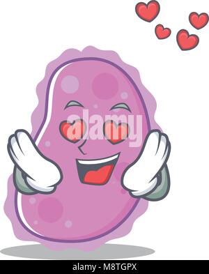 Dans l'amour les bactéries mascot cartoon style Illustration de Vecteur