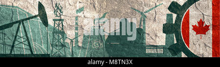 L'énergie et l'électricité icons set. Bannière d'en-tête avec le drapeau du Canada Banque D'Images