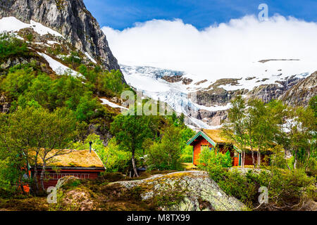 Le Parc National de Folgefonna avec Buardalen valley et des glaciers en arrière-plan, Hordaland, Norvège Banque D'Images