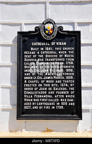 La cathédrale de la ville de Vigan, Ilocos Sur, Philippines Banque D'Images