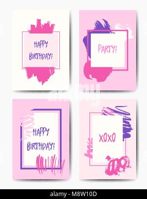 Grunge moderne anniversaire cartes postales Illustration de Vecteur