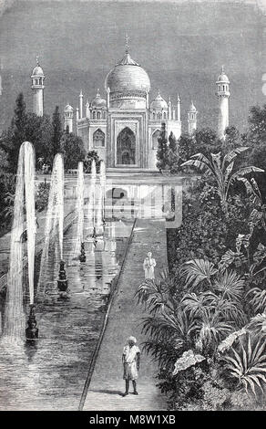 Le Taj Mahal, Agra, Uttar Pradesh, Inde, numérique l'amélioration de la reproduction de l'original d'imprimer à partir de l'année 1895 Banque D'Images