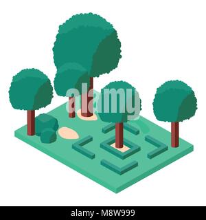 Les arbres forestiers mini icônes isométrique Illustration de Vecteur