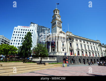 Hôtel de Ville d'Auckland est un bâtiment historique sur la rue Queen, à l'Auckland, Nouvelle-Zélande. Banque D'Images