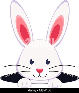 Lapin trou visage cartoon coloré icône. Illustration de Vecteur