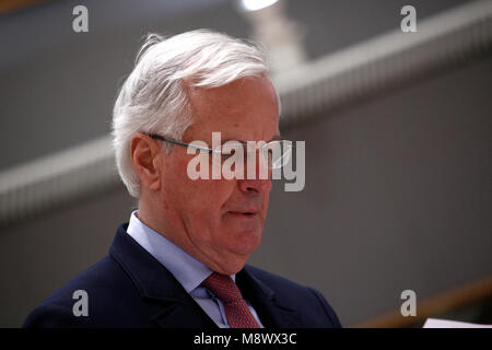 Bruxelles, Belgique 20 mars 2018. Le chef de l'Union européenne Michel Barnier négociateur Brexit participe à un Conseil "Affaires générales" de l'UE. Alexandros Michailidis/Alamy Live News Banque D'Images