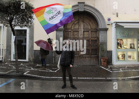 Naples, Italie. Mar 21, 2018. Naples, Pompéi - Scafati, XXIII Jour de la mémoire et de l'engagement à la mémoire des victimes innocentes des mafias, 1re journée nationale. Sur la photo : la terre, les sillons de la vérité et de la Justice. Agence Photo crédit : indépendante/Alamy Live News Banque D'Images