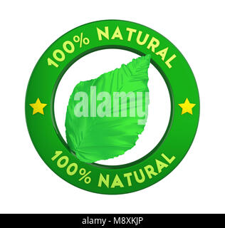 100 % naturel isolé Label Badge Banque D'Images