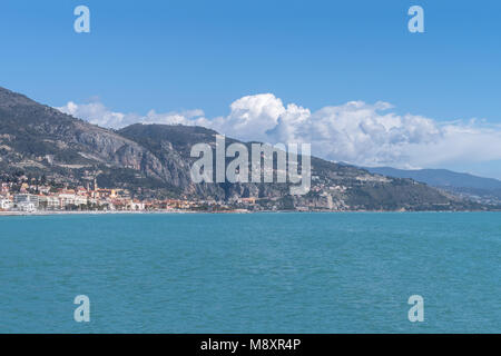 Menton, Côte d'Azur, vue du littoral Banque D'Images