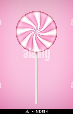 Lolipop rose bonbon sur fond rose pastel. Illustration de Vecteur