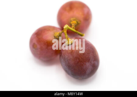 Matières premières du raisin rouge isolé sur fond blanc, de face depuis le haut, des coûts techniques. Banque D'Images