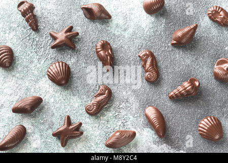 Chocolats en forme de fruits de mer Banque D'Images