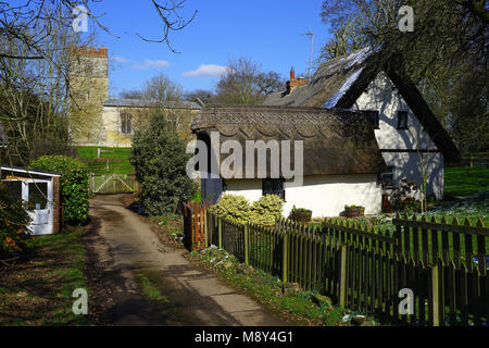 Cottage par l'église, Rushden, Hertfordshire Banque D'Images