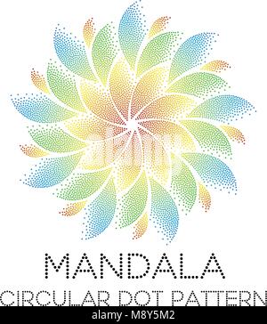 Mandala de couleur en pointillés. Point motif circulaire. Illustration de Vecteur