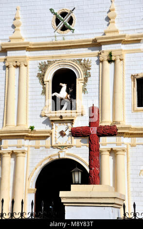 La cathédrale de la ville de Vigan, Ilocos Sur, Philippines Banque D'Images