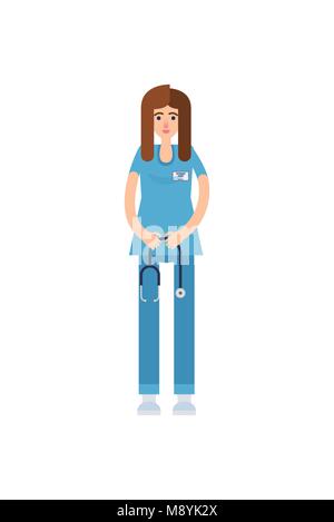 Femme médecin holding stethoscope Illustration de Vecteur