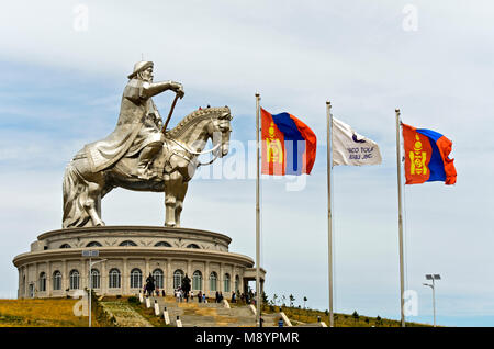 Gengis Khan Statue équestre, Chinggis Khaan, Tsonjin Boldog complexes Statue, Mongolie Banque D'Images