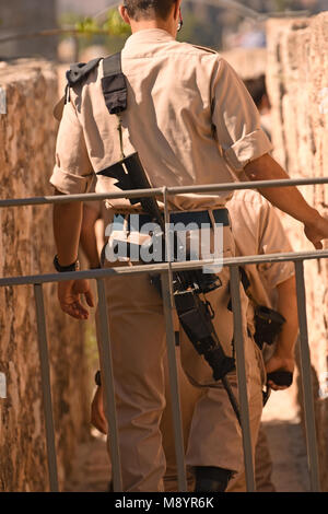 Soldats israéliens dans la vieille ville de Jérusalem, Israël Banque D'Images