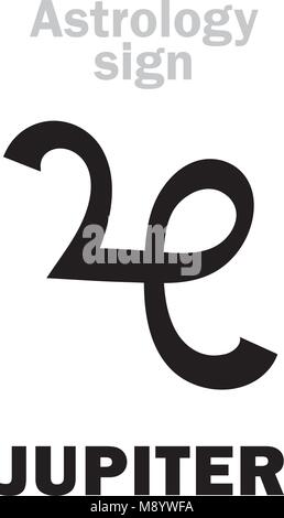 Alphabet d'astrologie : JUPITER (Iuppiter), grand classique de la planète. Caractères hiéroglyphes signe (Holland, 1557 symbole médiéval). Illustration de Vecteur