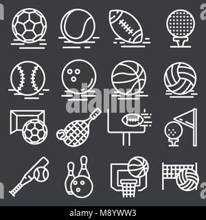 Ballons de sport Icons Set sur fond gris. Vector Illustration de Vecteur