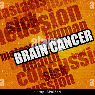 Concept de soins de santé : cancer du cerveau sur le Brickwall jaune . Banque D'Images