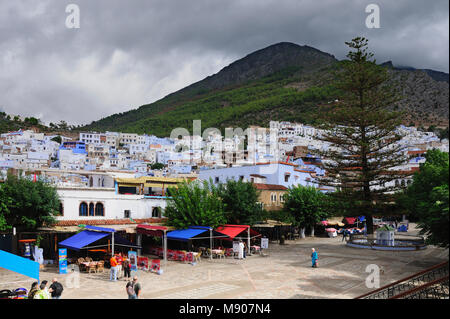 La médina de Chefchaouen bleuâtre. Maroc Banque D'Images