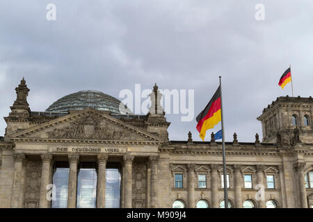 Bâtiment du Reichstag, Berlin, Allemagne. 13 mars 2018. Vue générale du bâtiment du Reichstag, Platz der Republik, Berlin, Allemagne, Europe. Banque D'Images