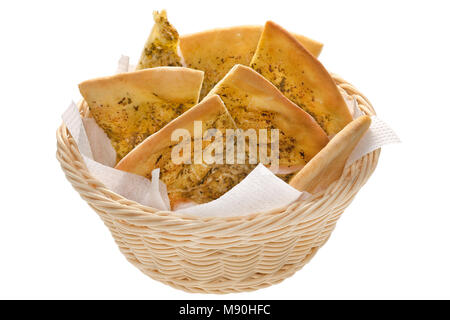 Isolé dans un panier focaccia Banque D'Images