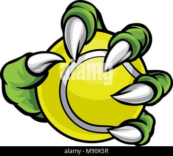 Monster ou animal claw holding Tennis Ball Illustration de Vecteur