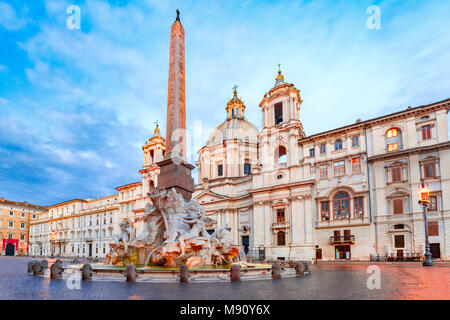 La place Navone le matin, Rome, Italie. Banque D'Images