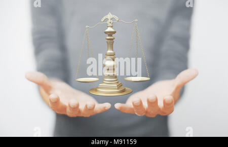 Balance de la justice, le poids de la justice en main, droit Banque D'Images