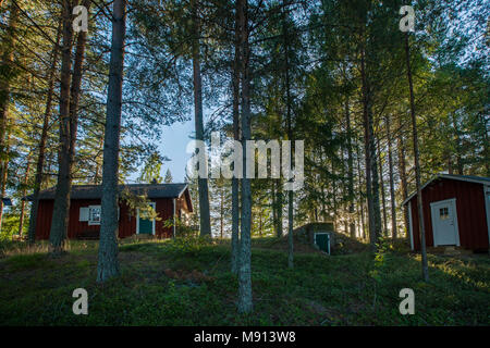 Chalet dans les bois près du lac, la Suède 2016 Banque D'Images