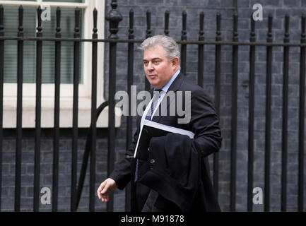 Brandon Lewis, chef du parti conservateur, arrive à Downing Street pour une réunion du cabinet. Banque D'Images