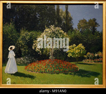 Claude Monet, femme dans le jardin, (Sainte-Adresse) 1867, huile sur toile. Collection Chtchoukine, musée de l'Ermitage, Saint-Pétersbourg. Une balle pendant qu'exposées dans Banque D'Images