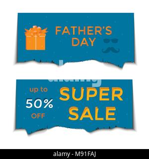 Happy Father's Day vente. Illustration vecteur de promotion, une affiche, un dépliant, une carte de réduction, shopping, modèle de l'étiquette de prix, blog, médias sociaux, marketin Illustration de Vecteur