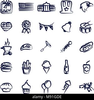 4 juillet Freehand Icônes Illustration de Vecteur