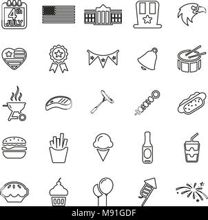 4 juillet icônes fine ligne Vector Illustration Set Illustration de Vecteur