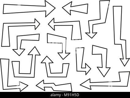 Les icônes des flèches ou des pointeurs fine ligne Vector Illustration Set Illustration de Vecteur