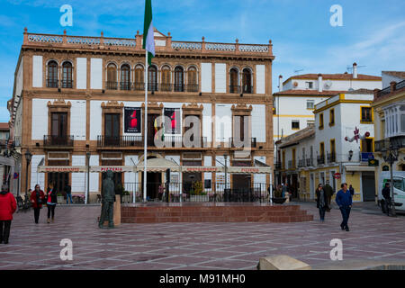 Ronda, Espagne. 19 janvier, 2018. Avis de Socorro place (Plaza del Socorro) Banque D'Images