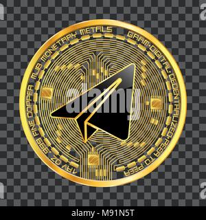 Pièce d'or devise Crypto avec couteau noir symbole gram sur avers isolé sur fond transparent. Vector illustration. Pour utiliser les logos, les caractères p Illustration de Vecteur