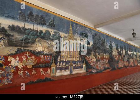 Phnom Penh, Cambodge, Chine. Mar 22, 2018. Phnom Penh, Cambodge 22 Mars 2018 : le Palais Royal à Phnom Penh, Cambodge, est un complexe de bâtiments qui sert de résidence royale du roi du Cambodge. Son nom complet en langue khmère est Preah Barum Reachea Veang Chaktomuk Serei Mongkol. Les rois du Cambodge ont occupé depuis qu'il a été construit dans les années 1860, avec une période d'absence lorsque le pays est entré dans la tourmente pendant et après le règne des Khmers rouges. Crédit : SIPA Asie/ZUMA/Alamy Fil Live News Banque D'Images