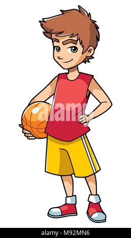 Basket-ball Boy On White Illustration de Vecteur