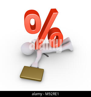 Homme d'affaires est sous un lourd symbole pourcentage Banque D'Images