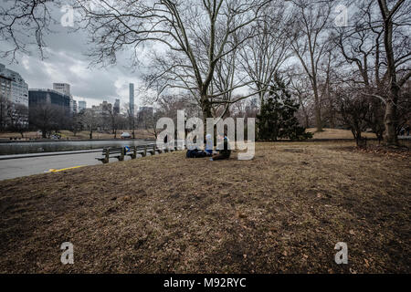 Vue de Central Park dans une journée nuageuse de février 2018. Banque D'Images